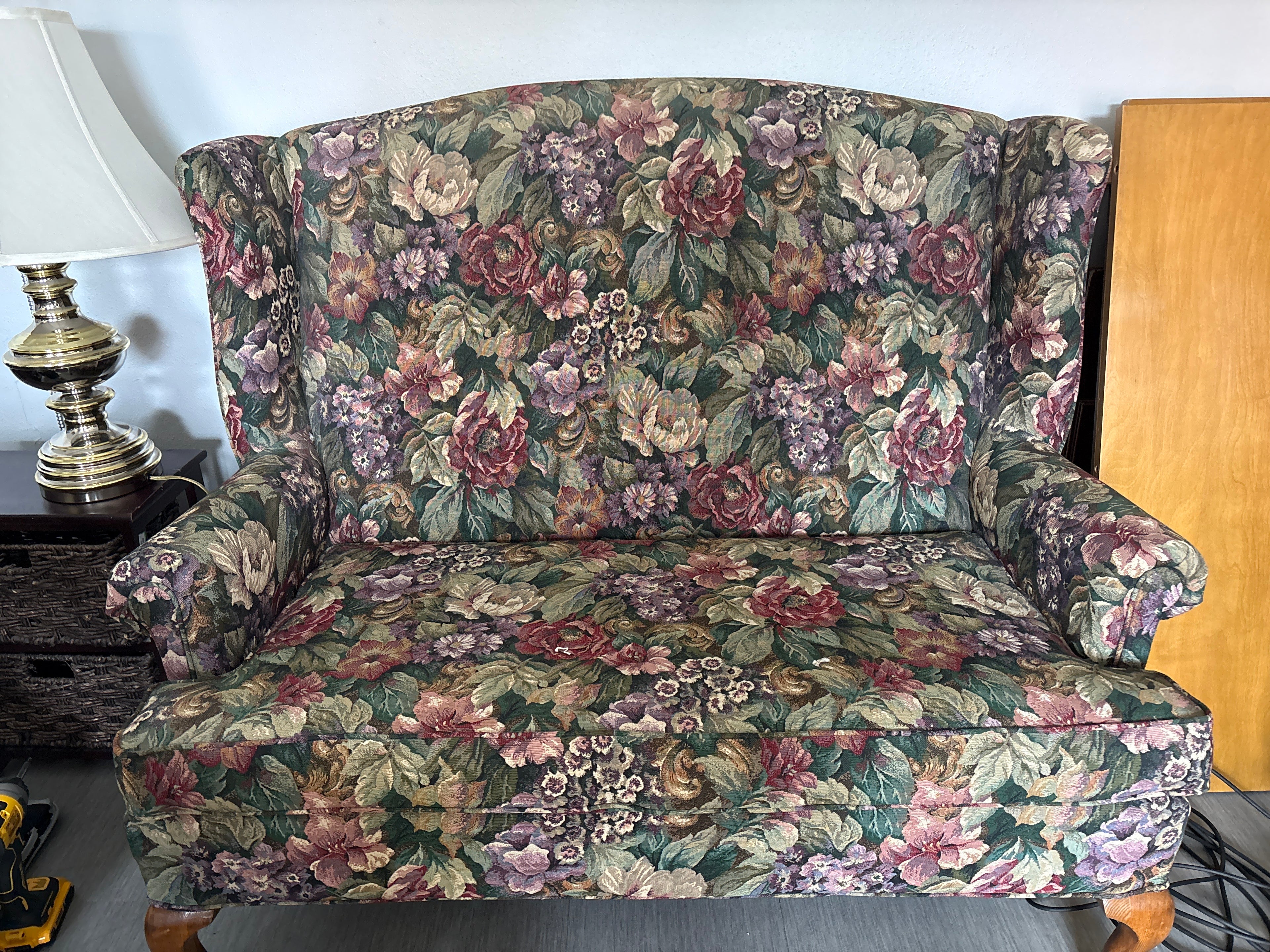 Floral Wingback Settee