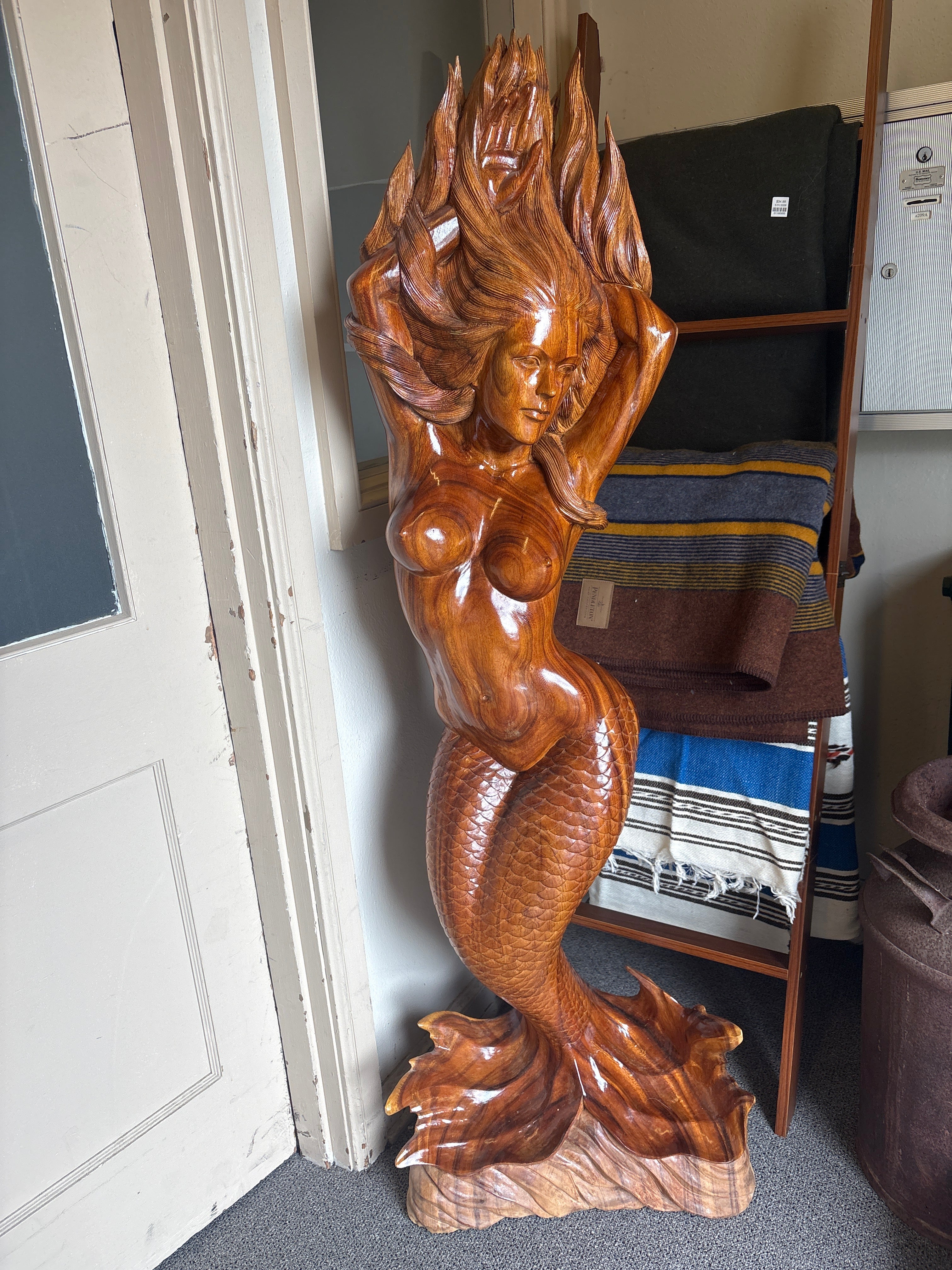 Mermaid Wooden Sculpture