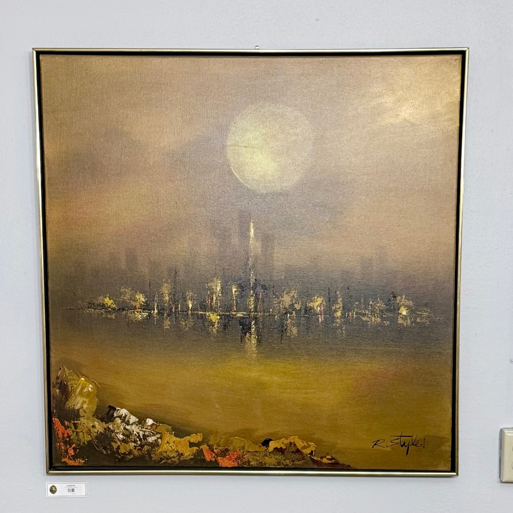 R. Styles Signed Oil Cityscape