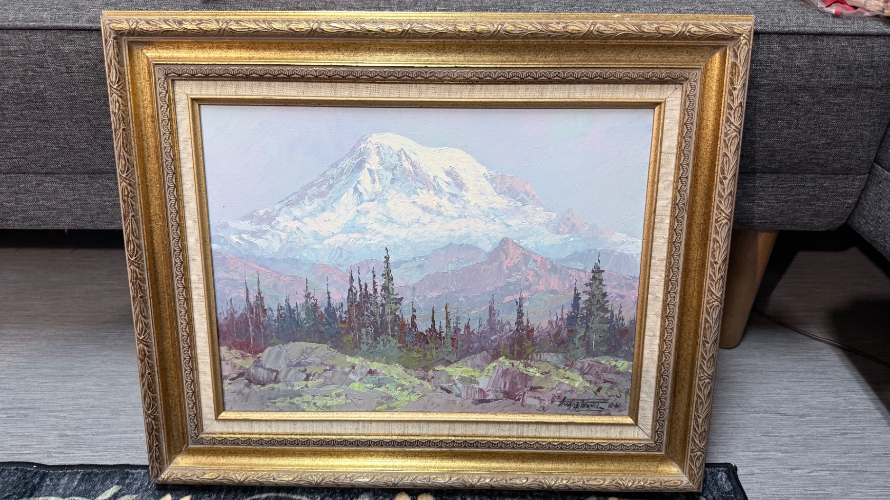 Fred Oldfield Signed Mt. Rainier Oil on Canvas Signed Painting