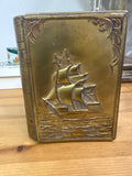 Jennings Brothers 1900 Hinged & Lined Mayflower Vessel Book Jewelry Box