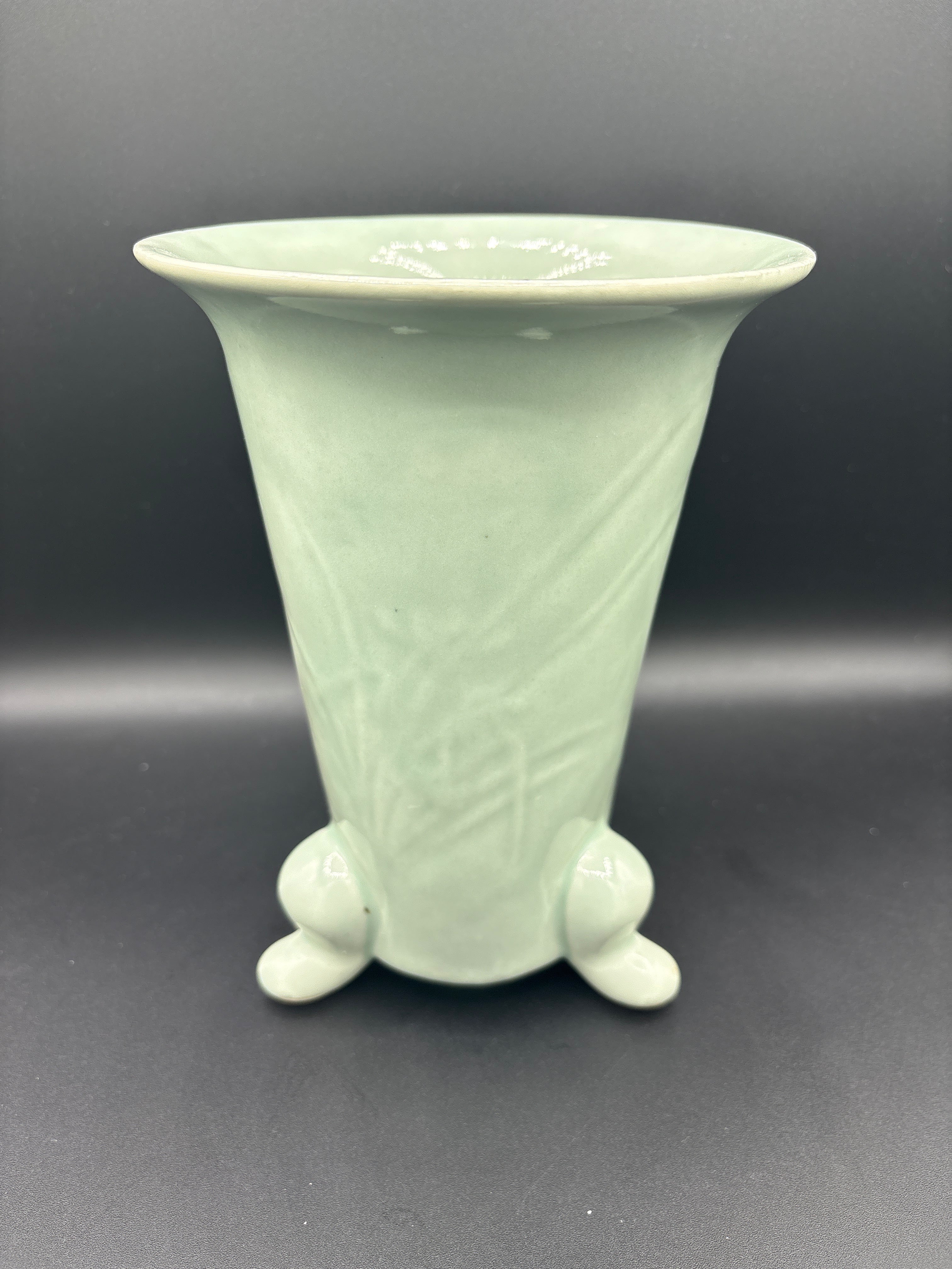 Vintage 3 footed Celadon Vase