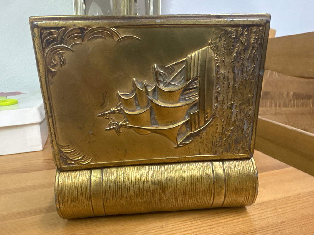 Jennings Brothers 1900 Hinged & Lined Mayflower Vessel Book Jewelry Box