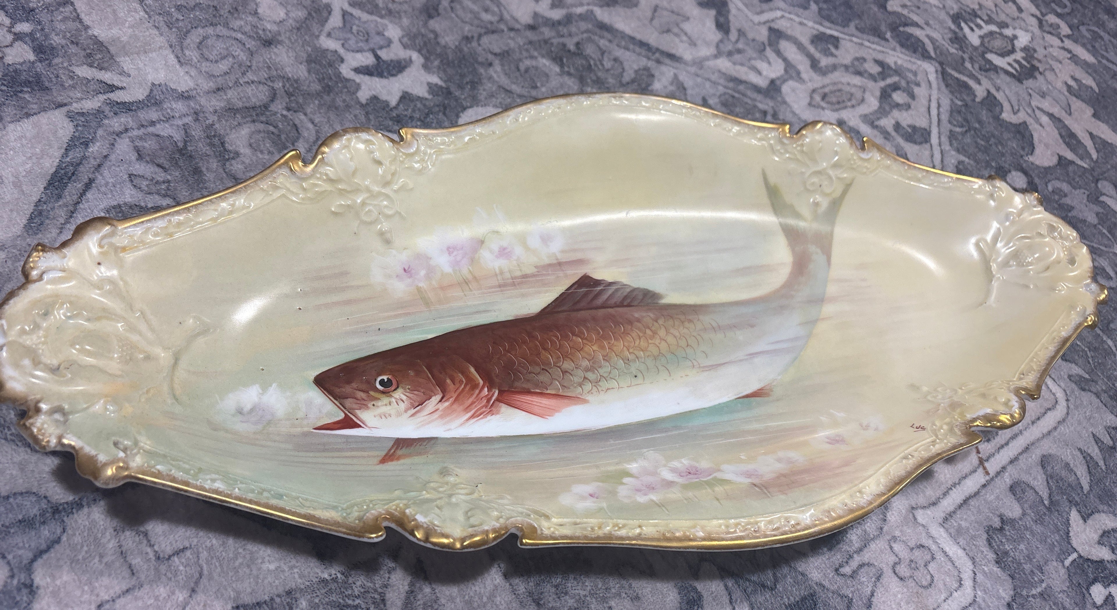 Hand Painted Limoges Fish Platter