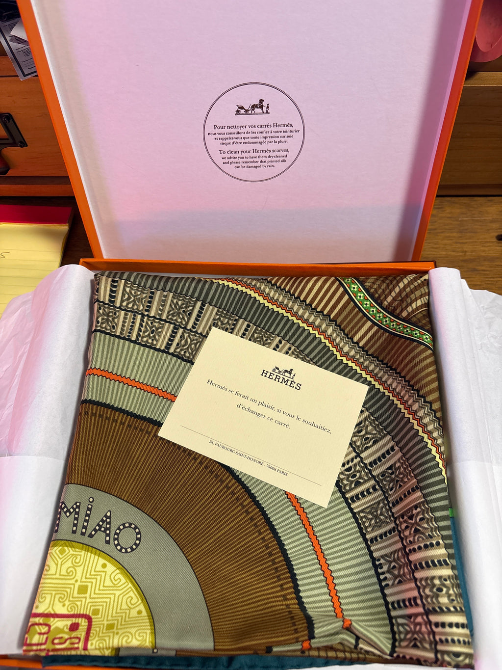 Hermès Silk Scarf 90cm "Cent Plis de Miao"