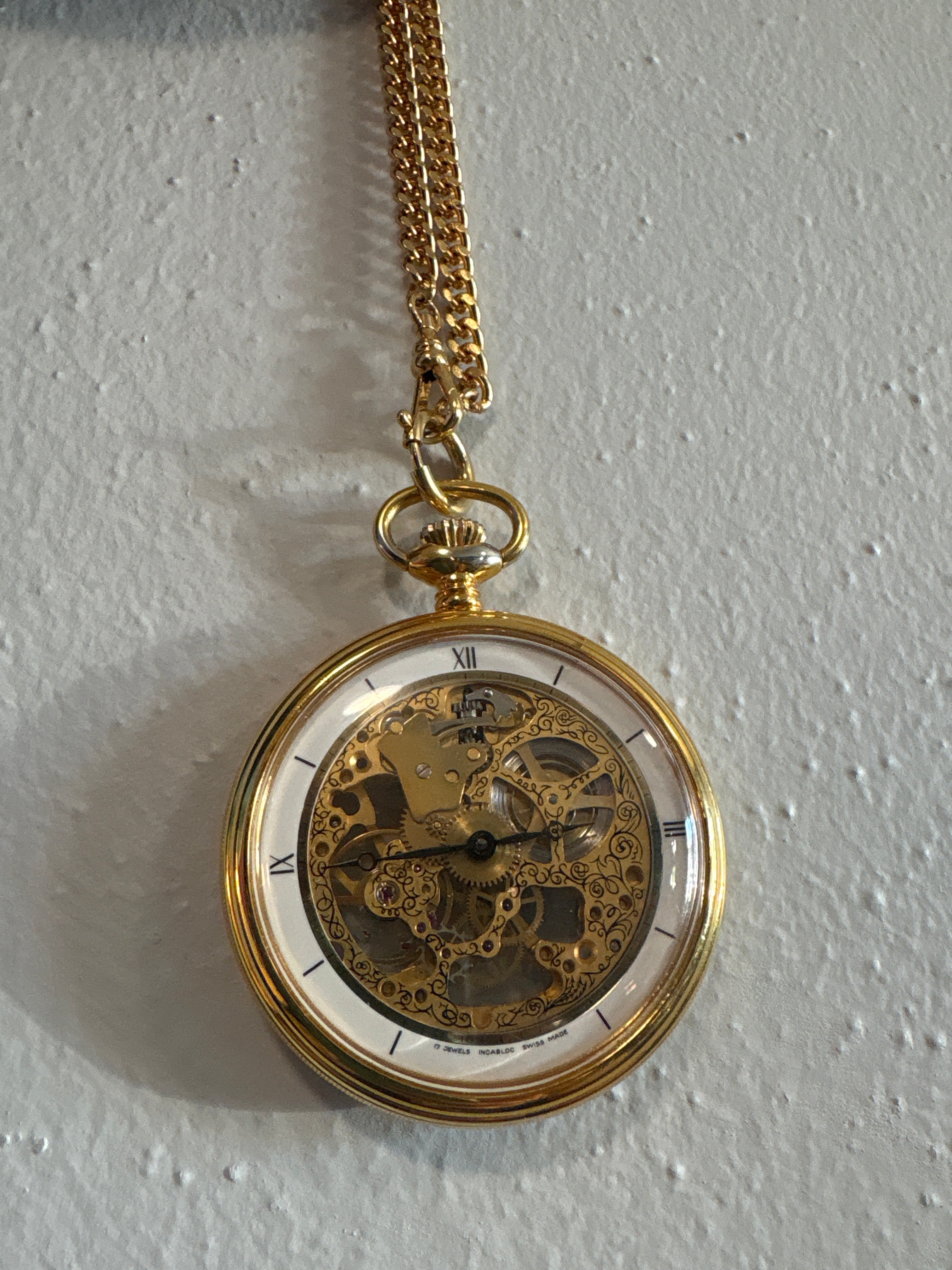 Colibri 17 Jewel Swiss Incabloc Skeleton Pocket Watch
