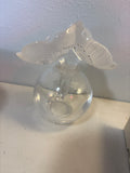 Lalique Signed Crystal Deux Anemone Perfume Bottle