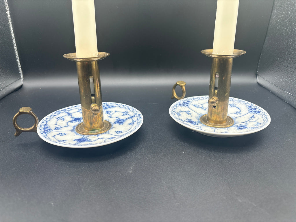 Royal Copenhagen Blue Fluted Chamberstick Set