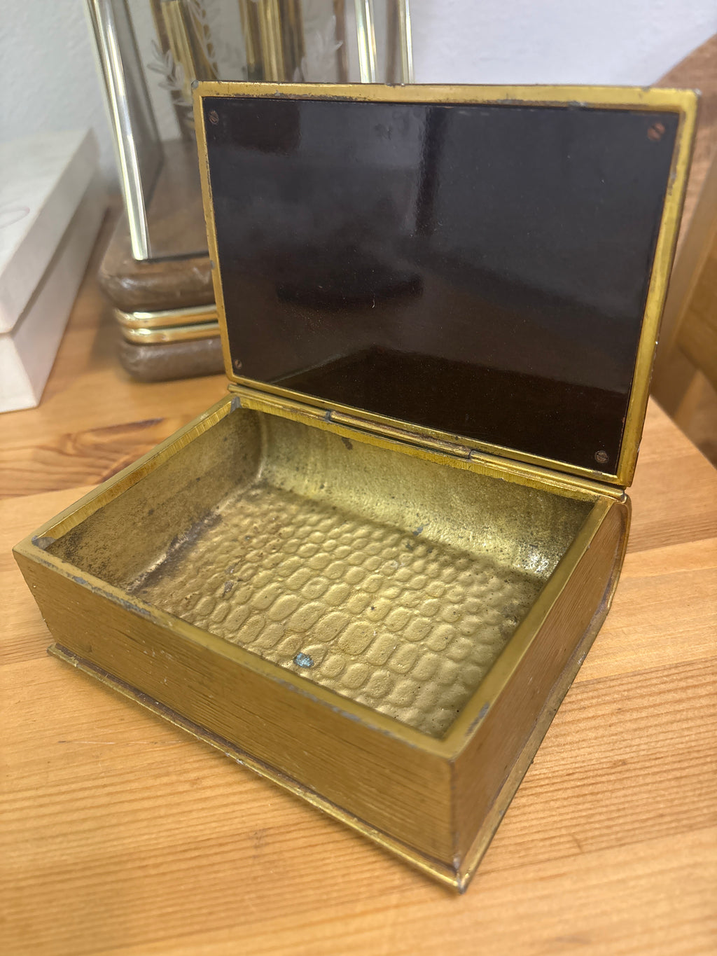 Jennings Brothers 1900 Hinged & Lined Mayflower Vessel Book Jewelry Box