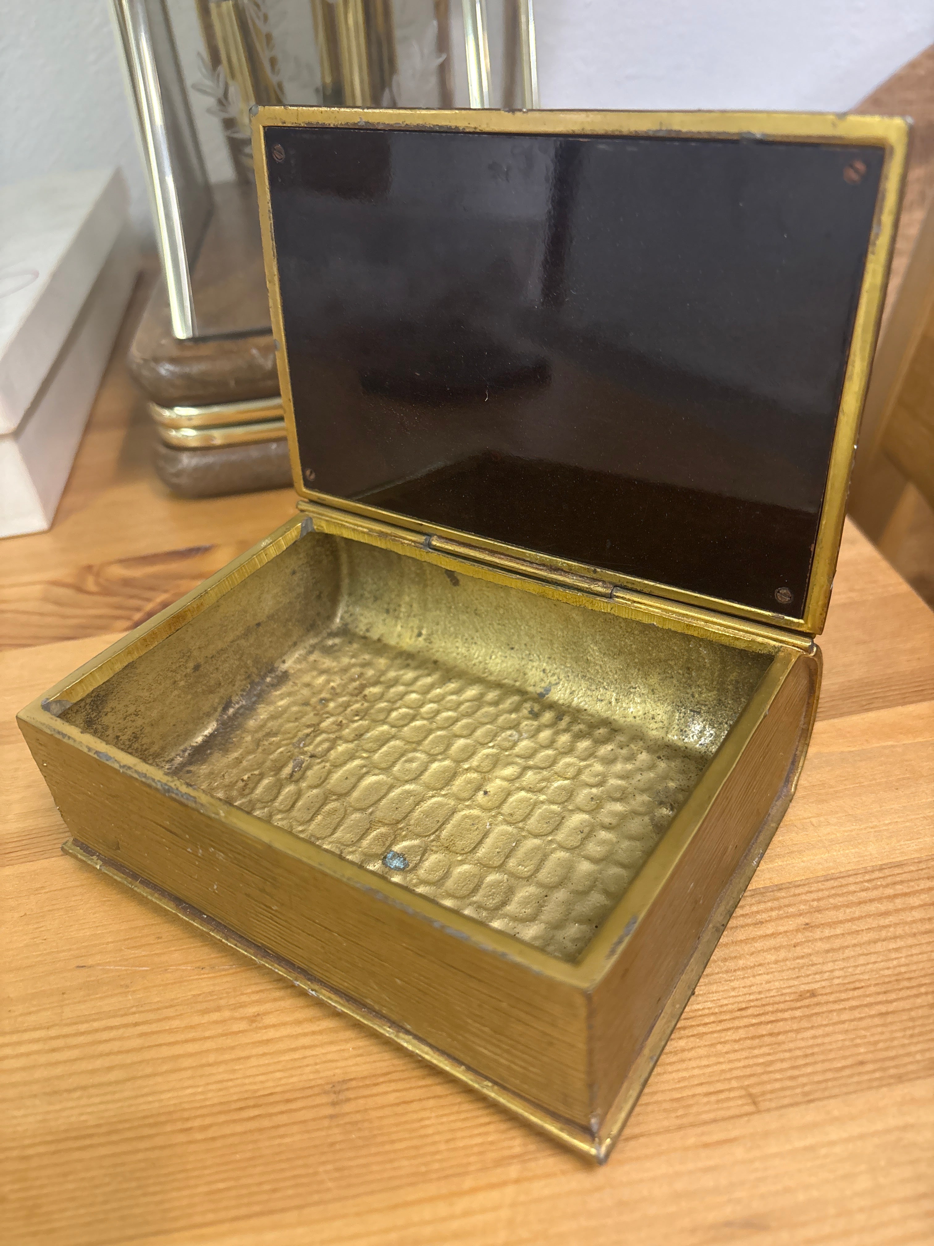 Jennings Brothers 1900 Hinged & Lined Mayflower Vessel Book Jewelry Box