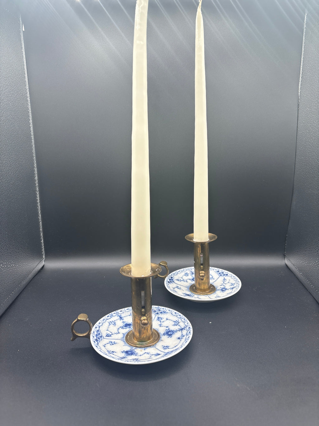 Royal Copenhagen Blue Fluted Chamberstick Set