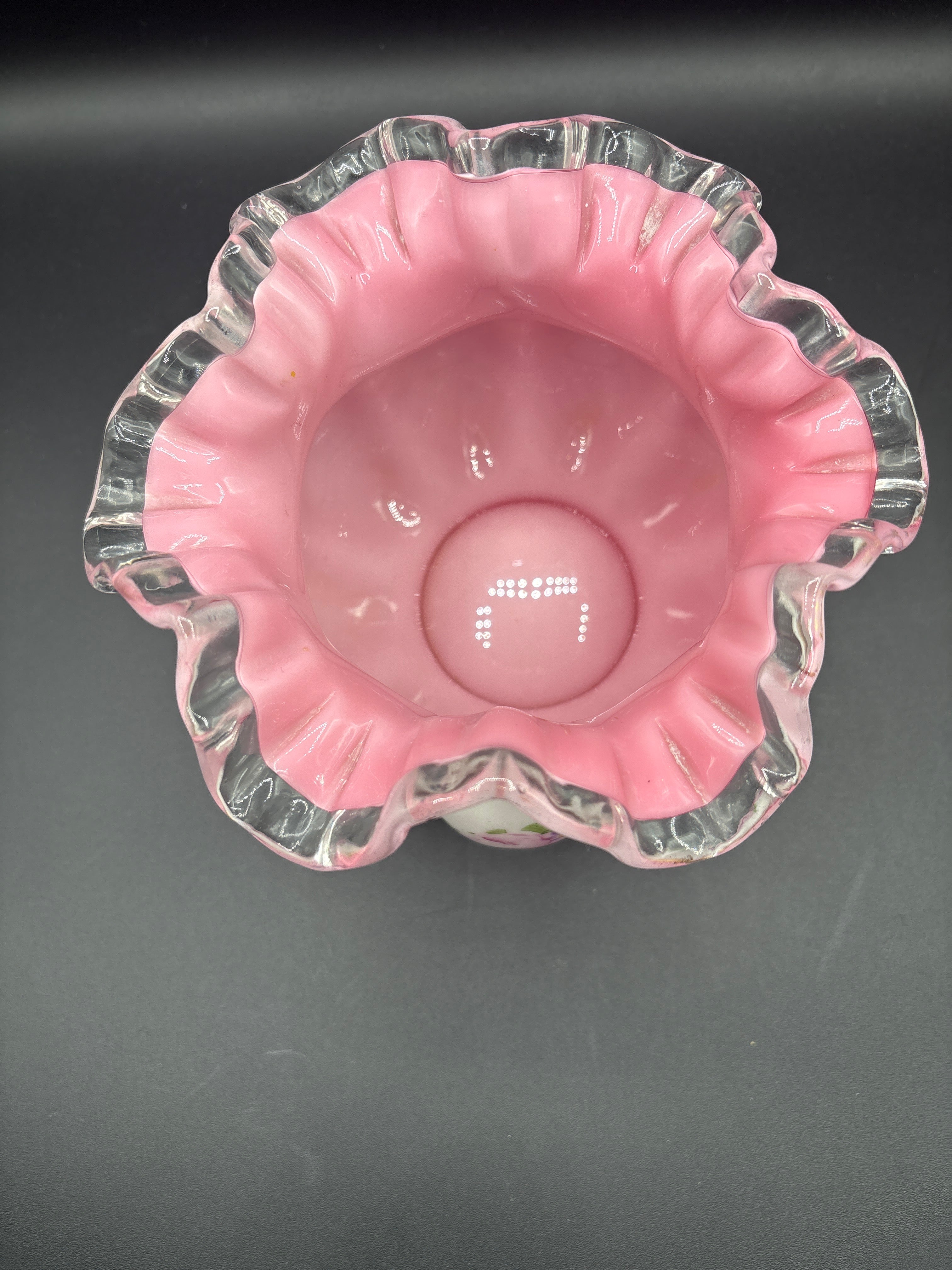 Fenton Charleston Rose Hand Painted Vase