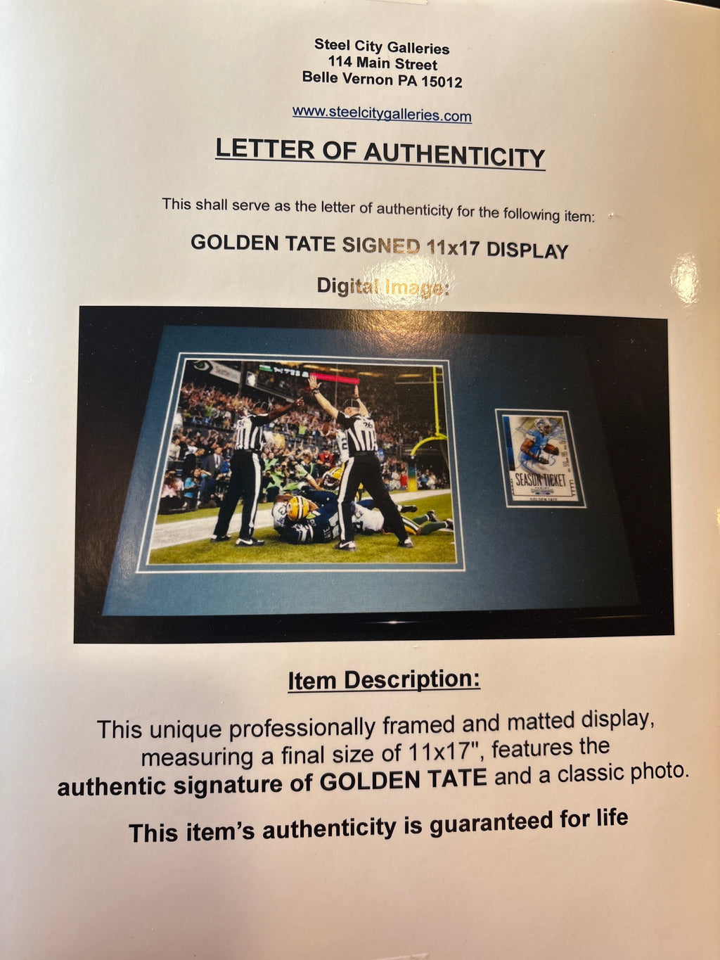 Golden Tate Signed Display