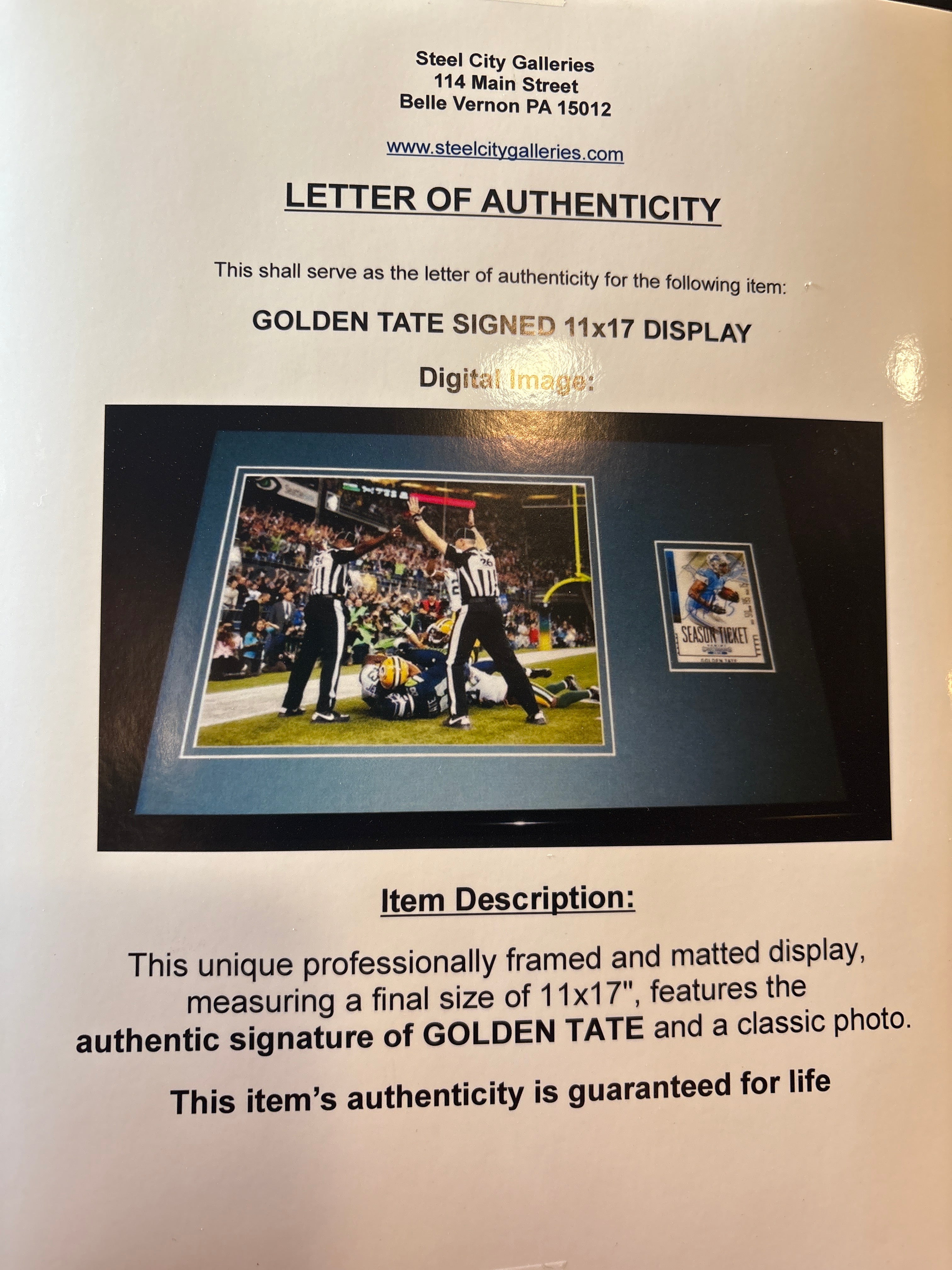 Golden Tate Signed Display