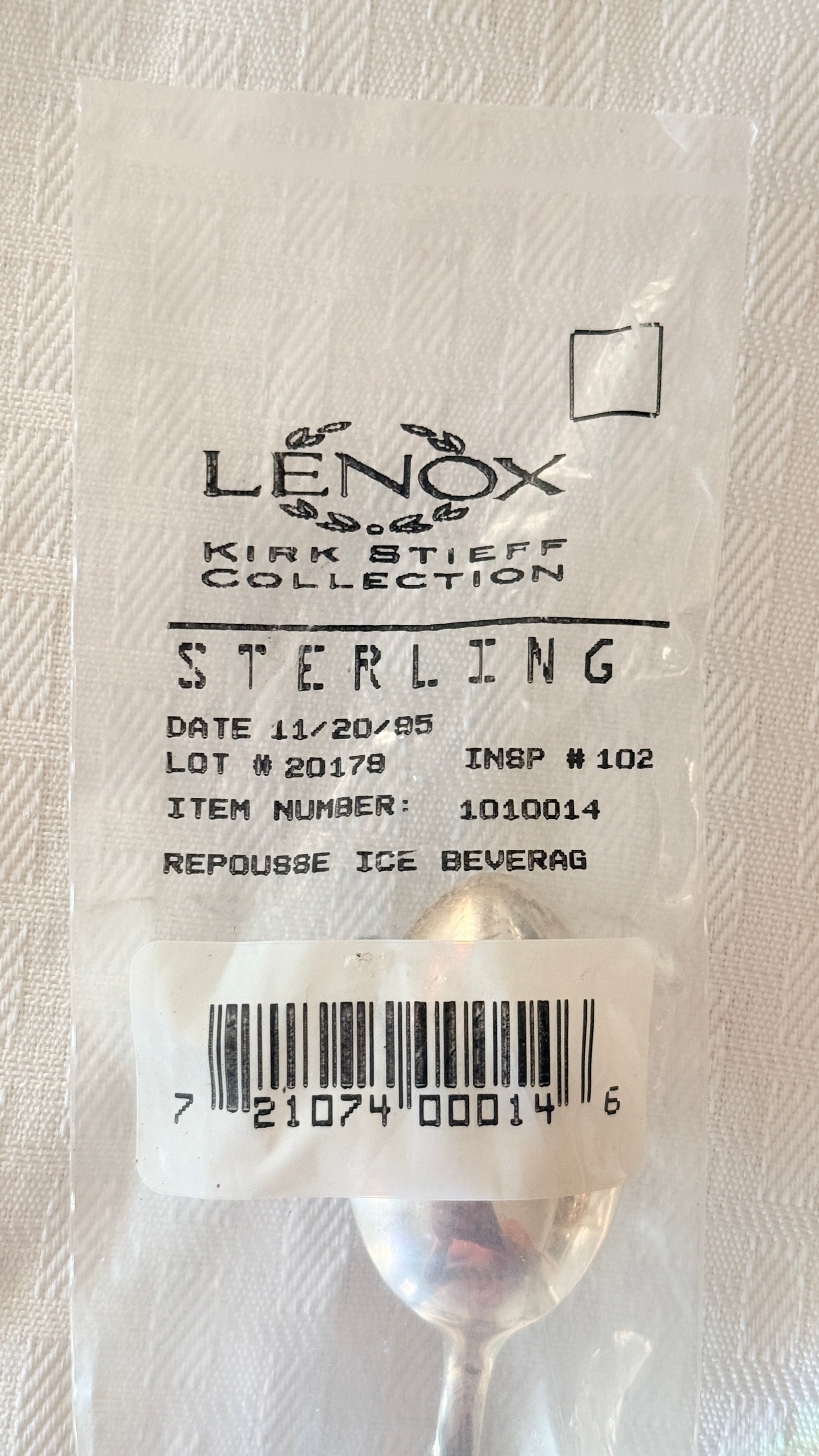 NEW - Lenox - Kirk Stieff Sterling Repousse Iced Tea Spoon