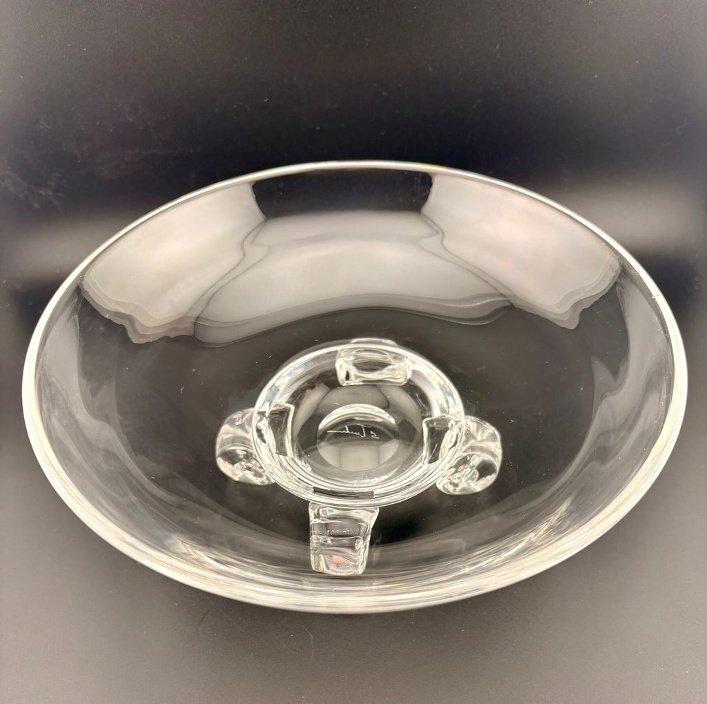 Authentic STEUBEN Trillium Bowl - Signed Fine American Crystal Art Glass MCM