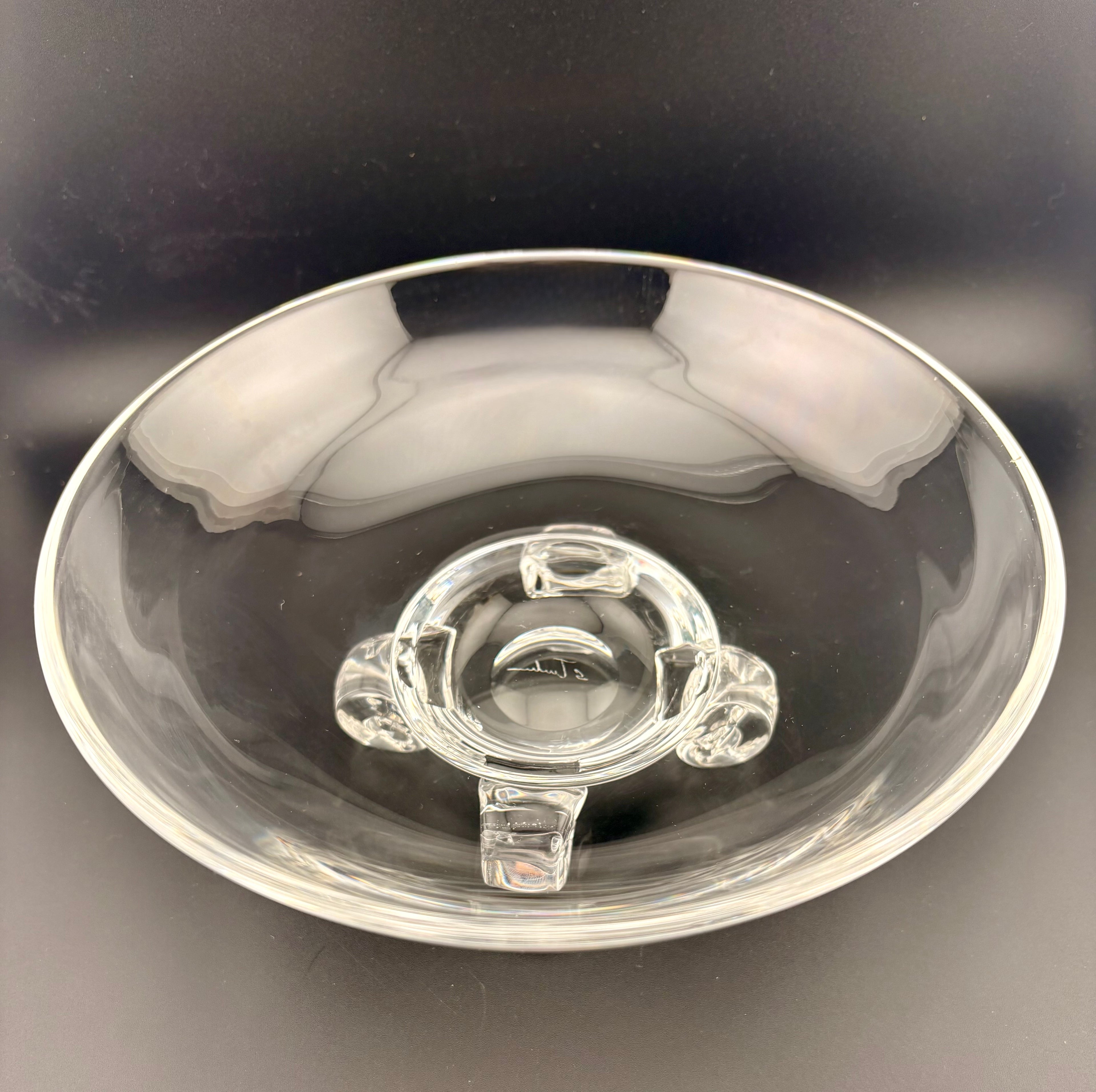 Authentic STEUBEN Trillium Bowl - Signed Fine American Crystal Art Glass MCM