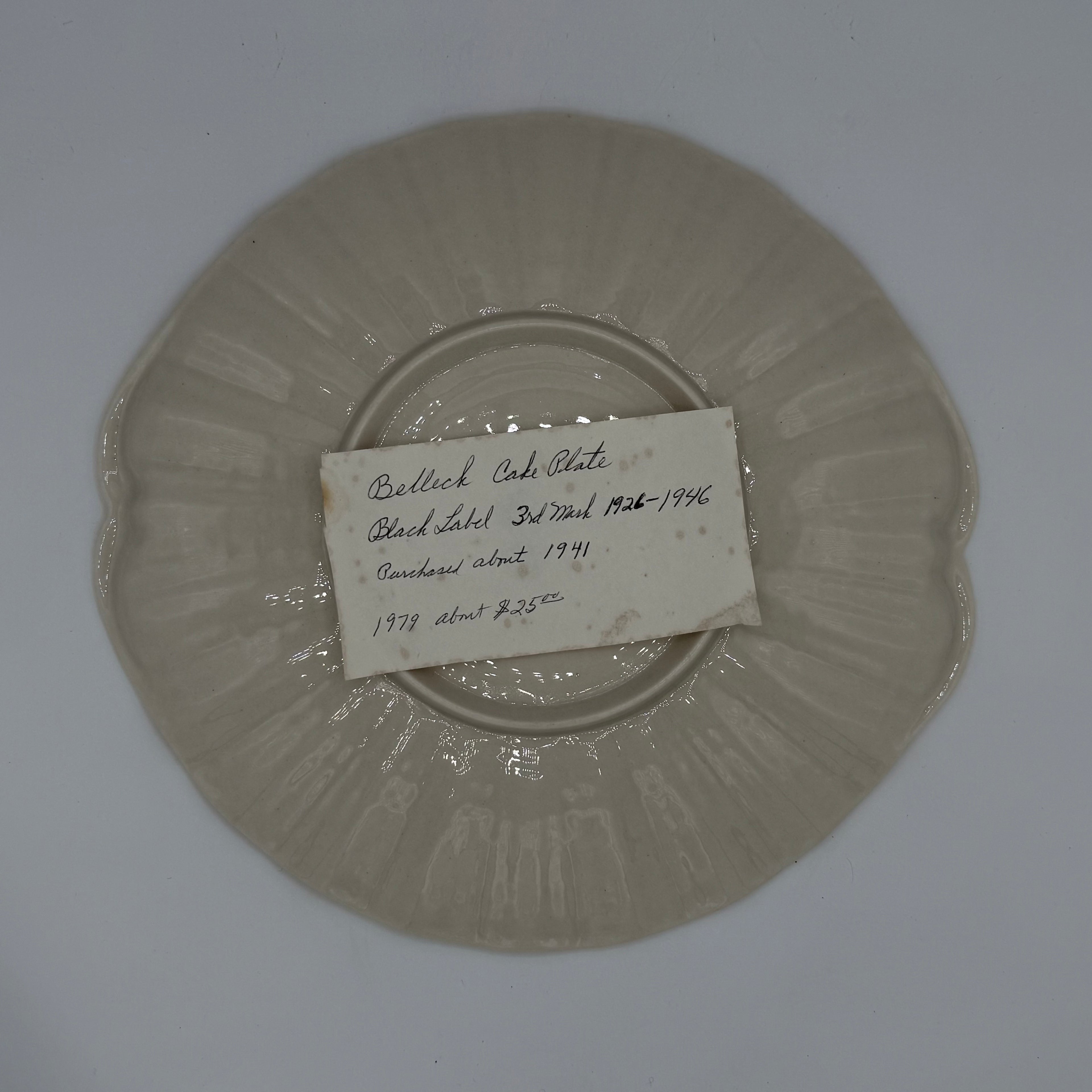 10" Belleek Neptune Handled Cake Plate (Ireland)