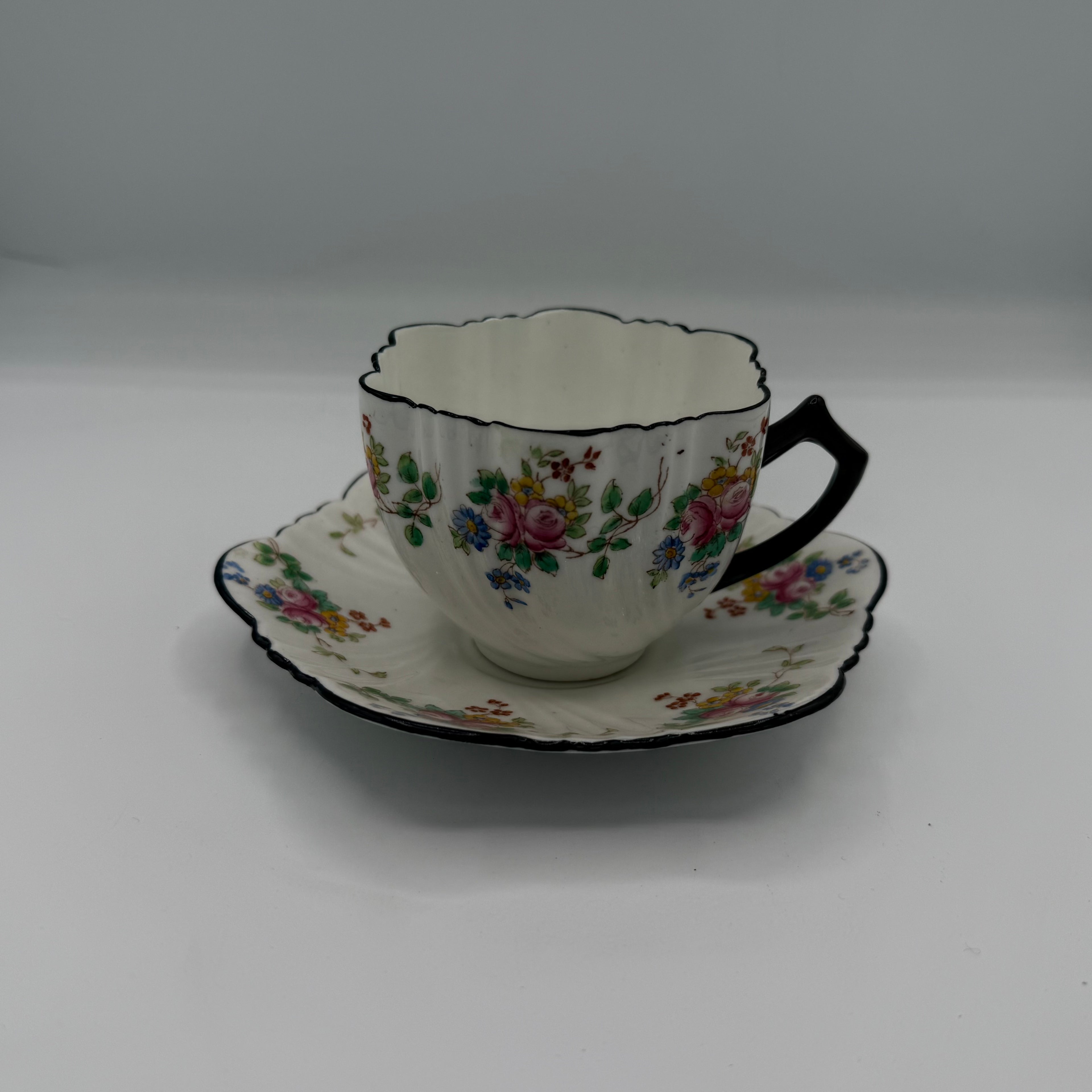 Floral Bone China Teacup & Saucer