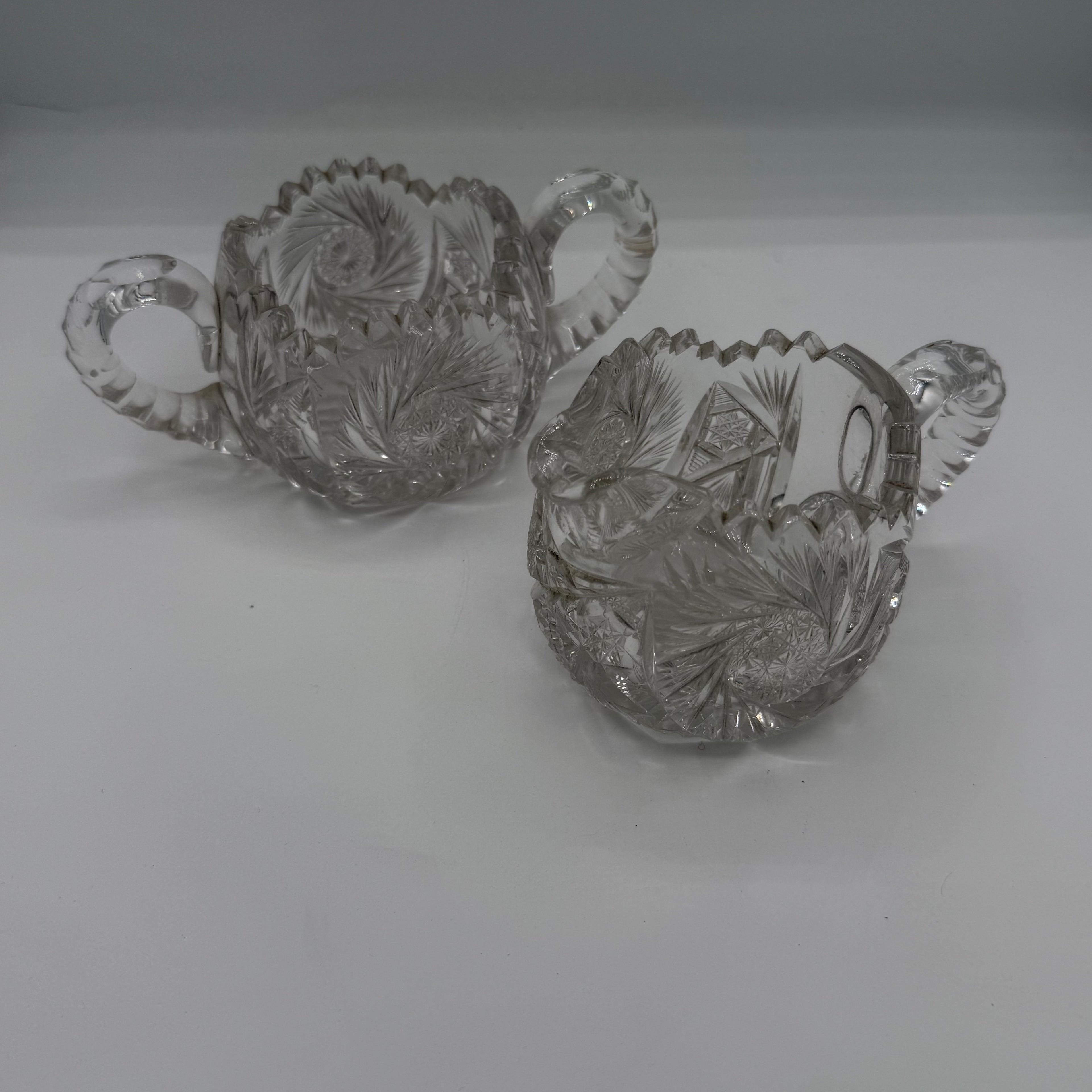 Antique Crystal Sugar and Creamer Set