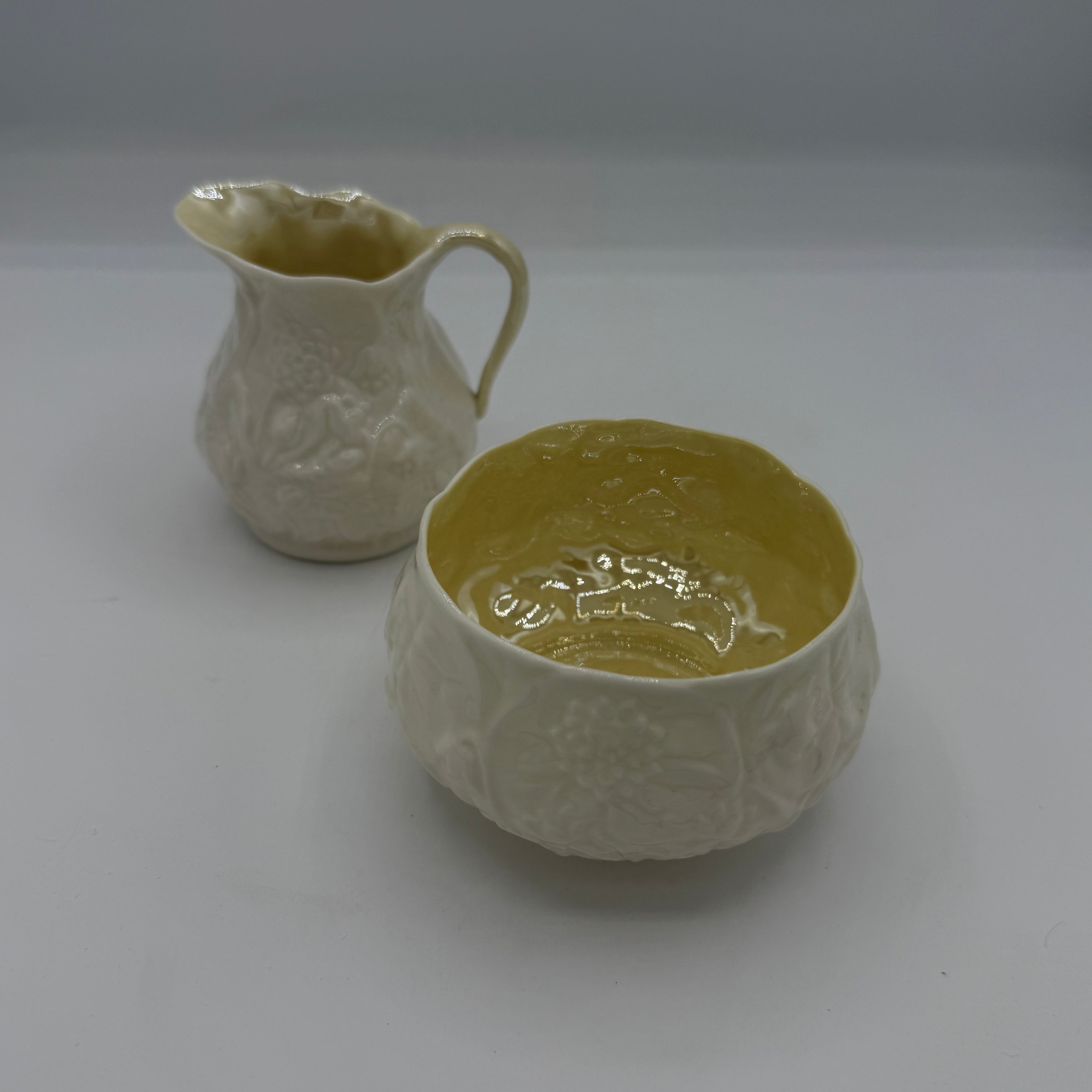 Belleek Irish Porcelain Creamer & Sugar Bowl Set