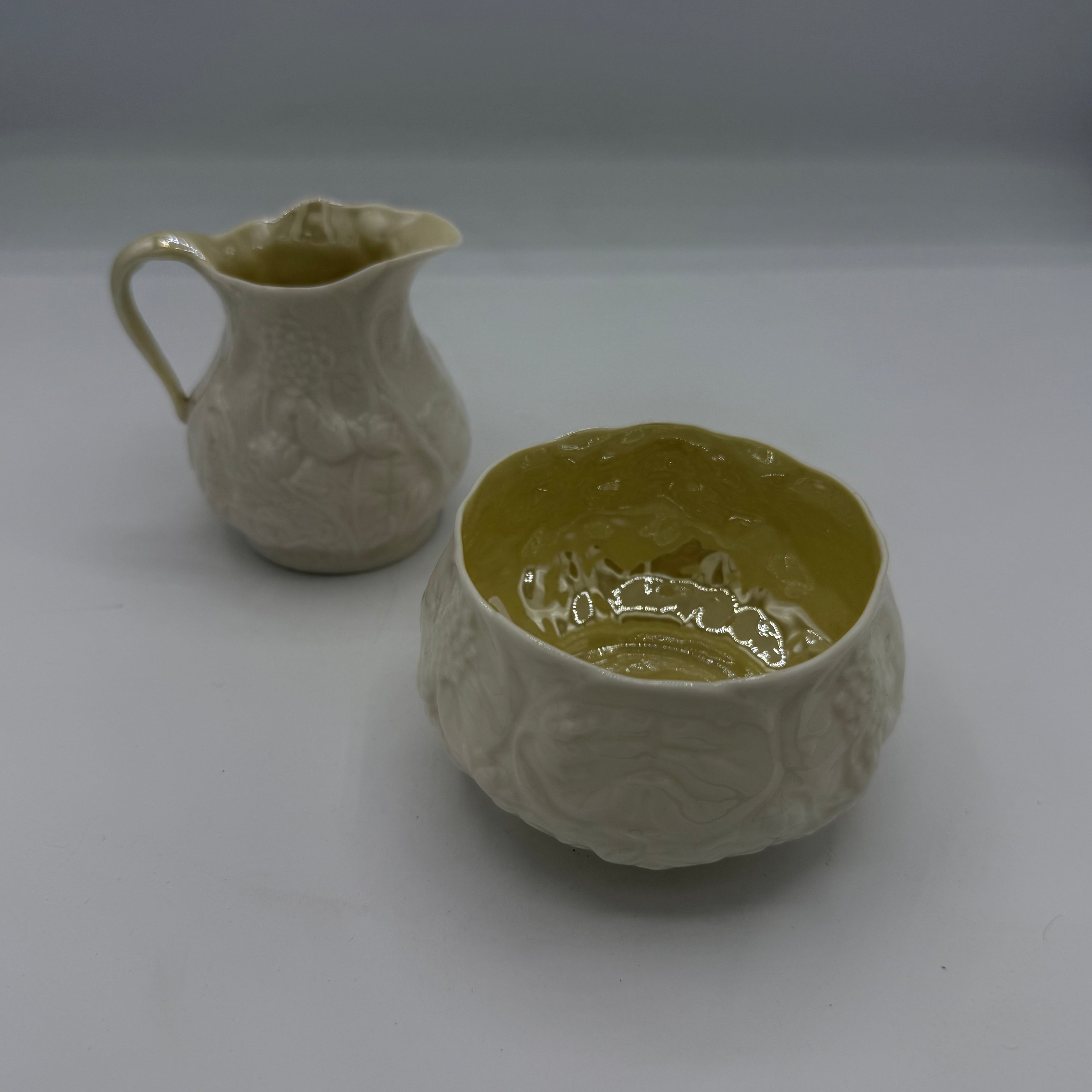 Belleek Irish Porcelain Creamer & Sugar Bowl Set