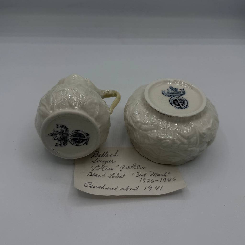Belleek Irish Porcelain Creamer & Sugar Bowl Set