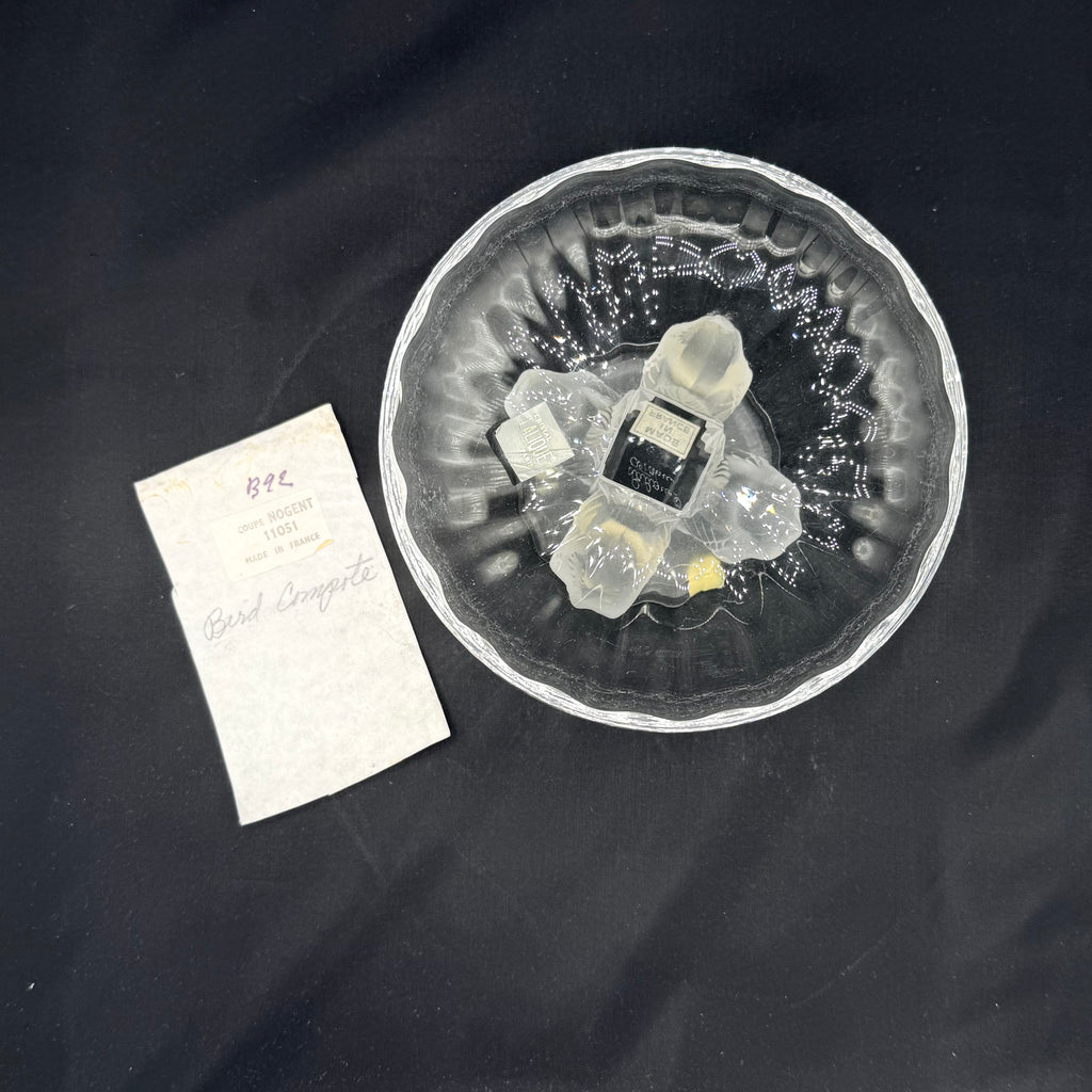 Lalique "Nogent" Crystal Pedestal Bowl w/Birds