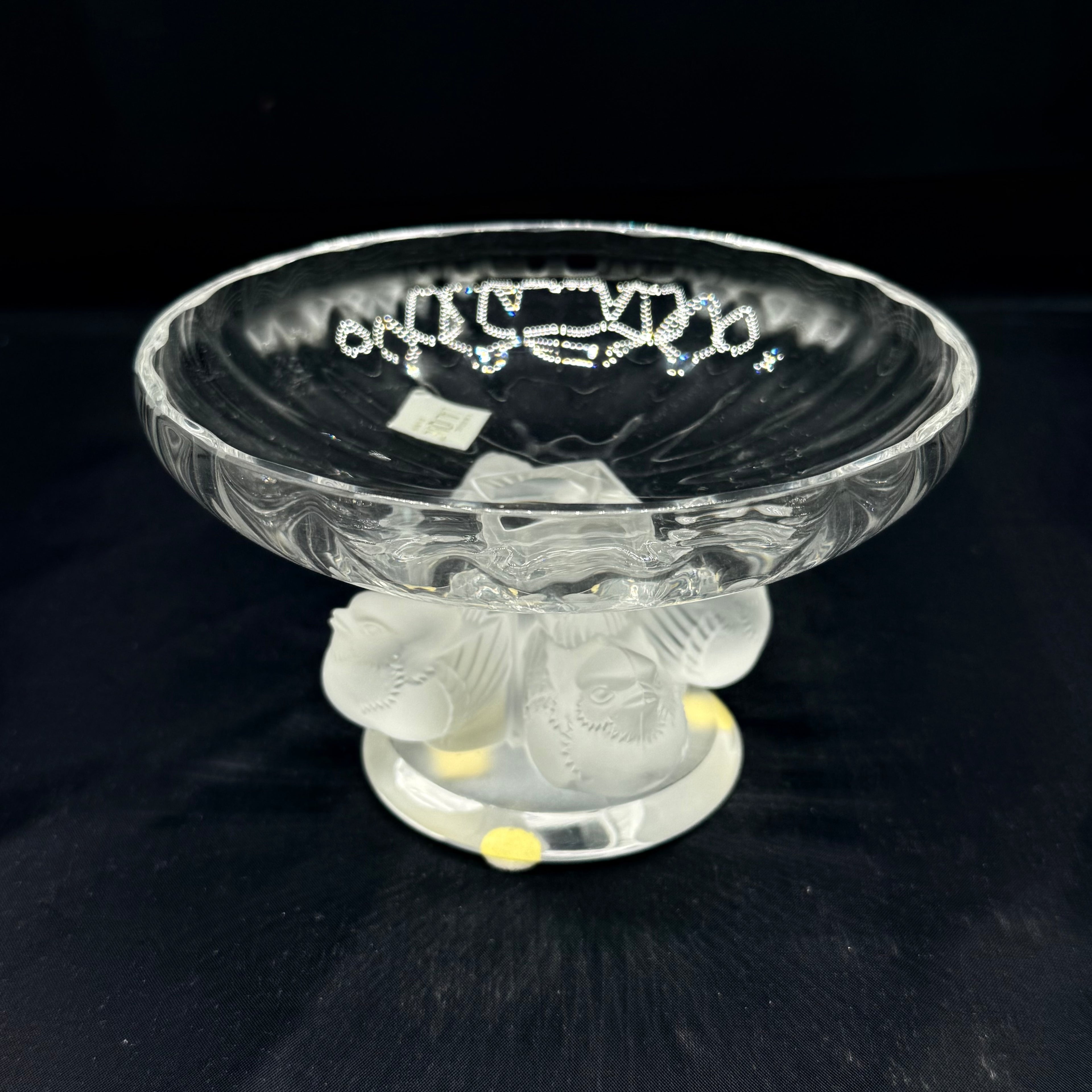 Lalique "Nogent" Crystal Pedestal Bowl w/Birds