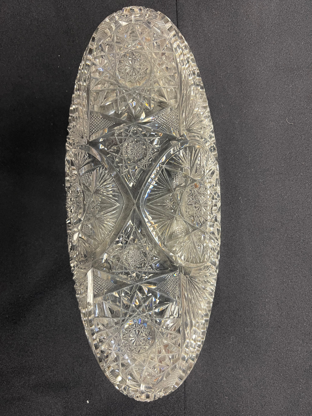 American Brilliant Period Crystal Cut Relish Dish