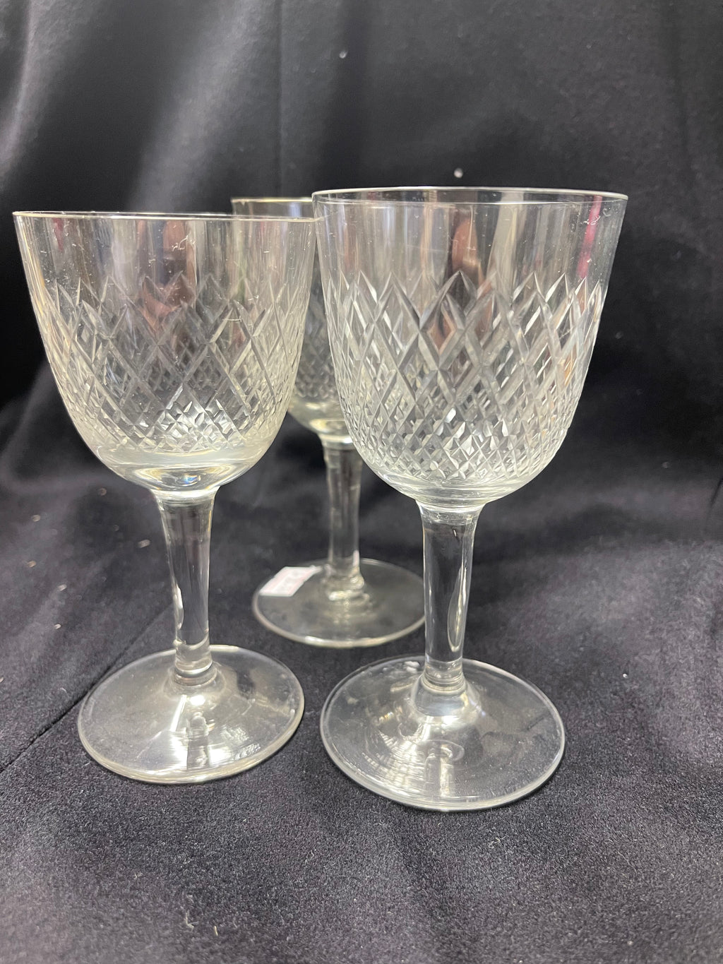 Vintage Cut Crystal Wine Glasses Set of 3