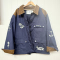 NWT Sea New York Navy Blue Utility Jacket Corduroy Trim Nautical Embroidered Oversized M/L