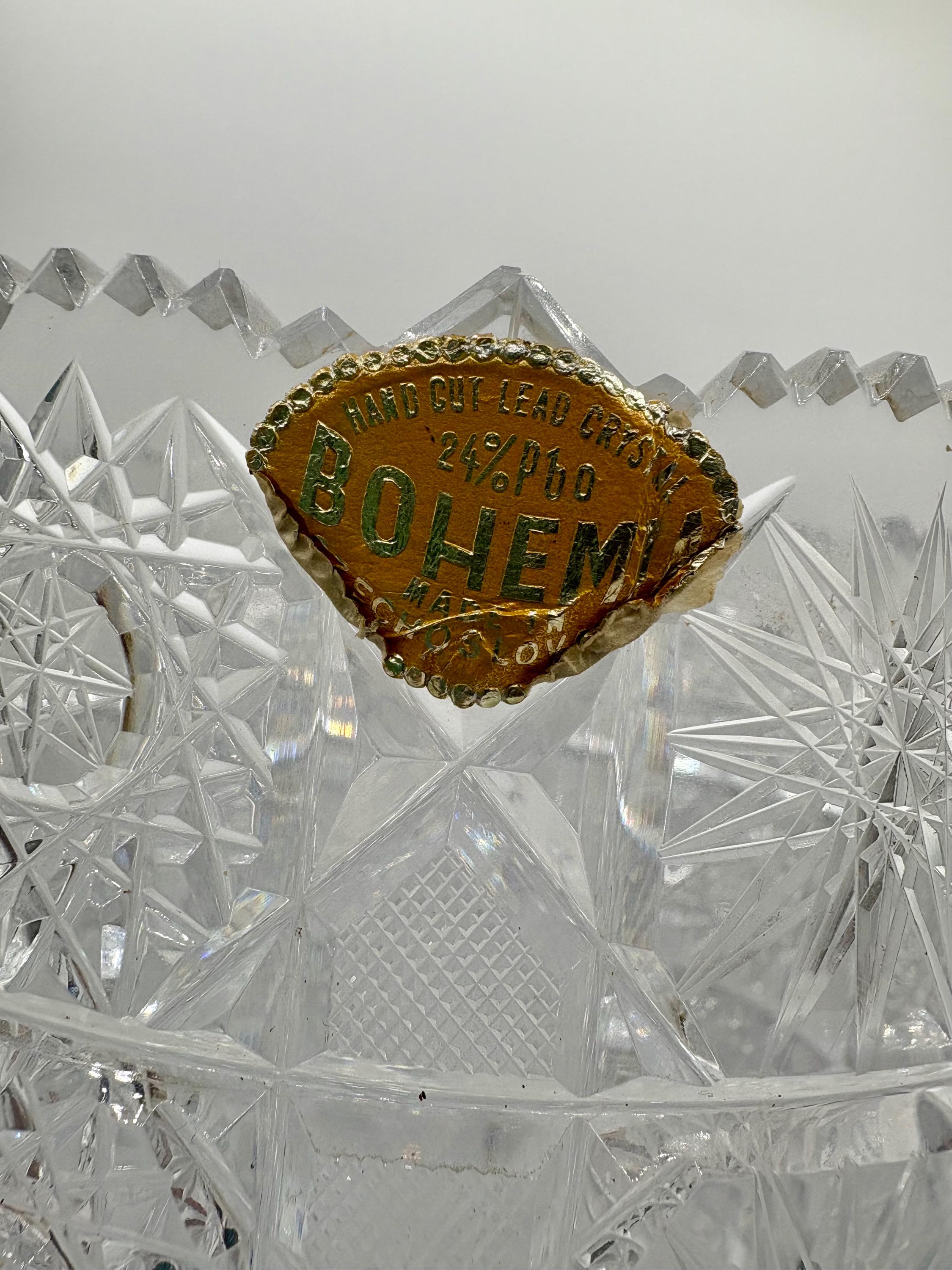 10” Czech Bohemian Brilliant Cut Crystal Vase