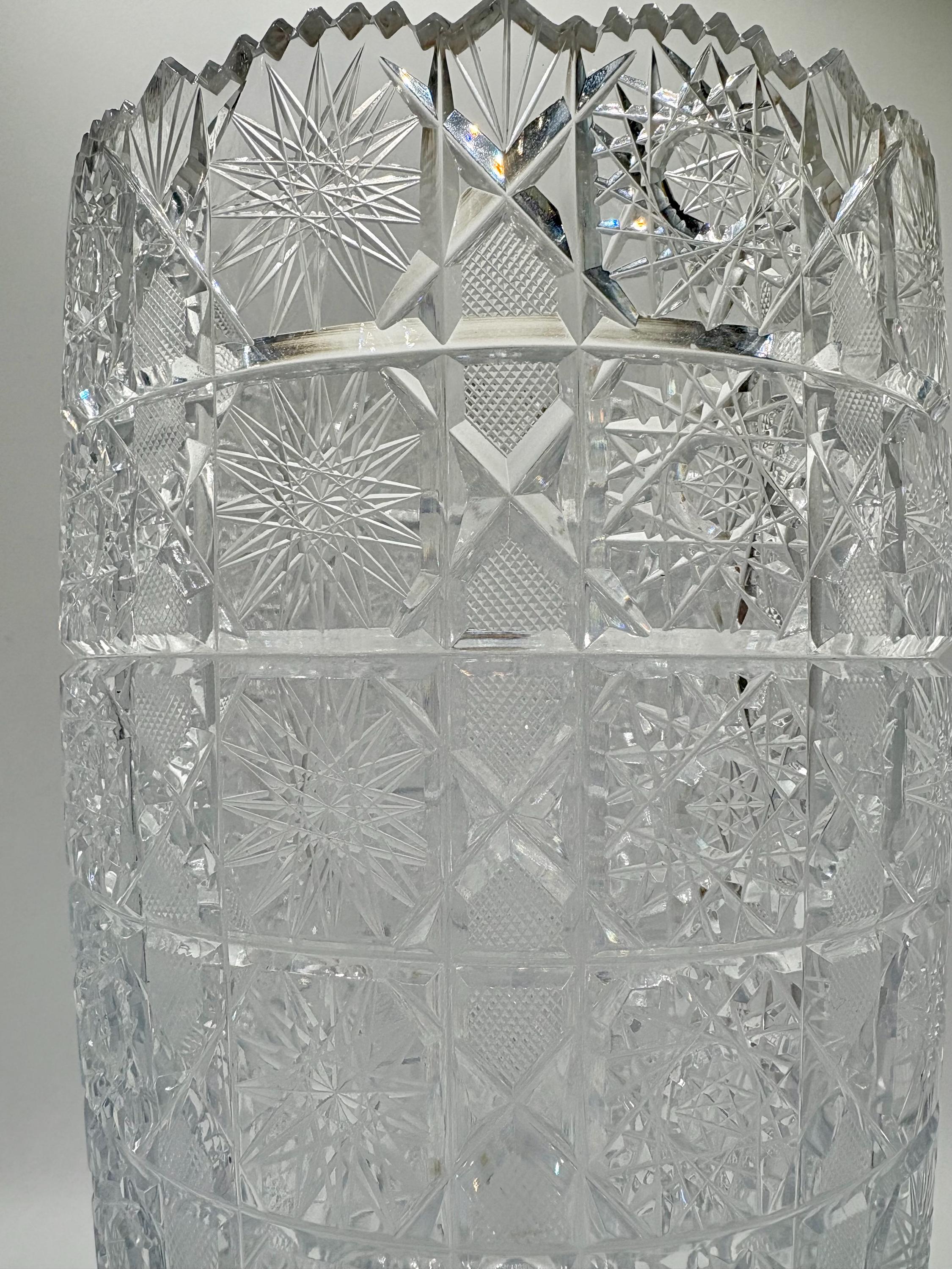 10” Czech Bohemian Brilliant Cut Crystal Vase