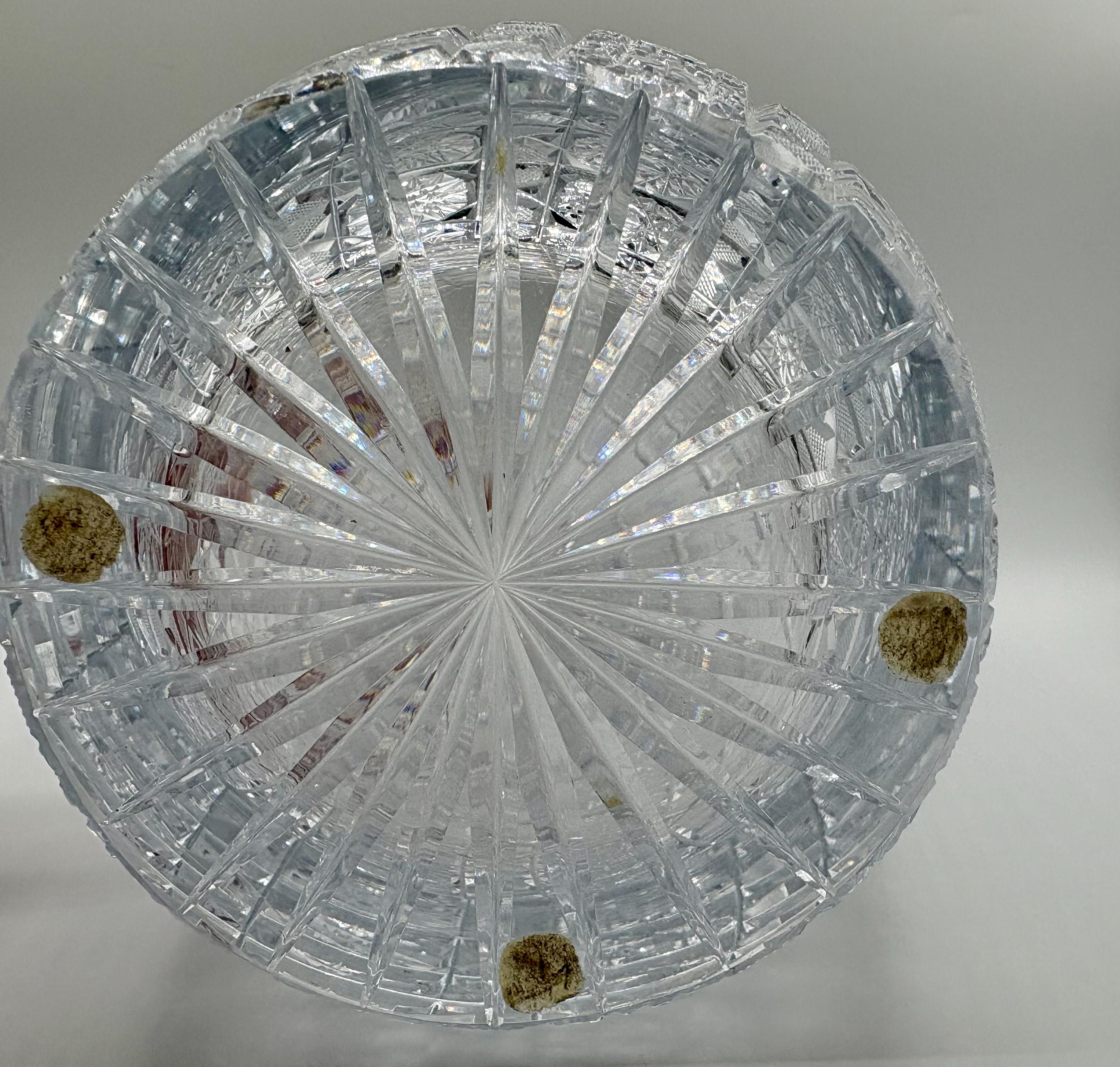 10” Czech Bohemian Brilliant Cut Crystal Vase
