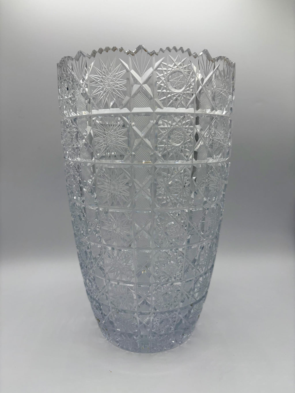 10” Czech Bohemian Brilliant Cut Crystal Vase