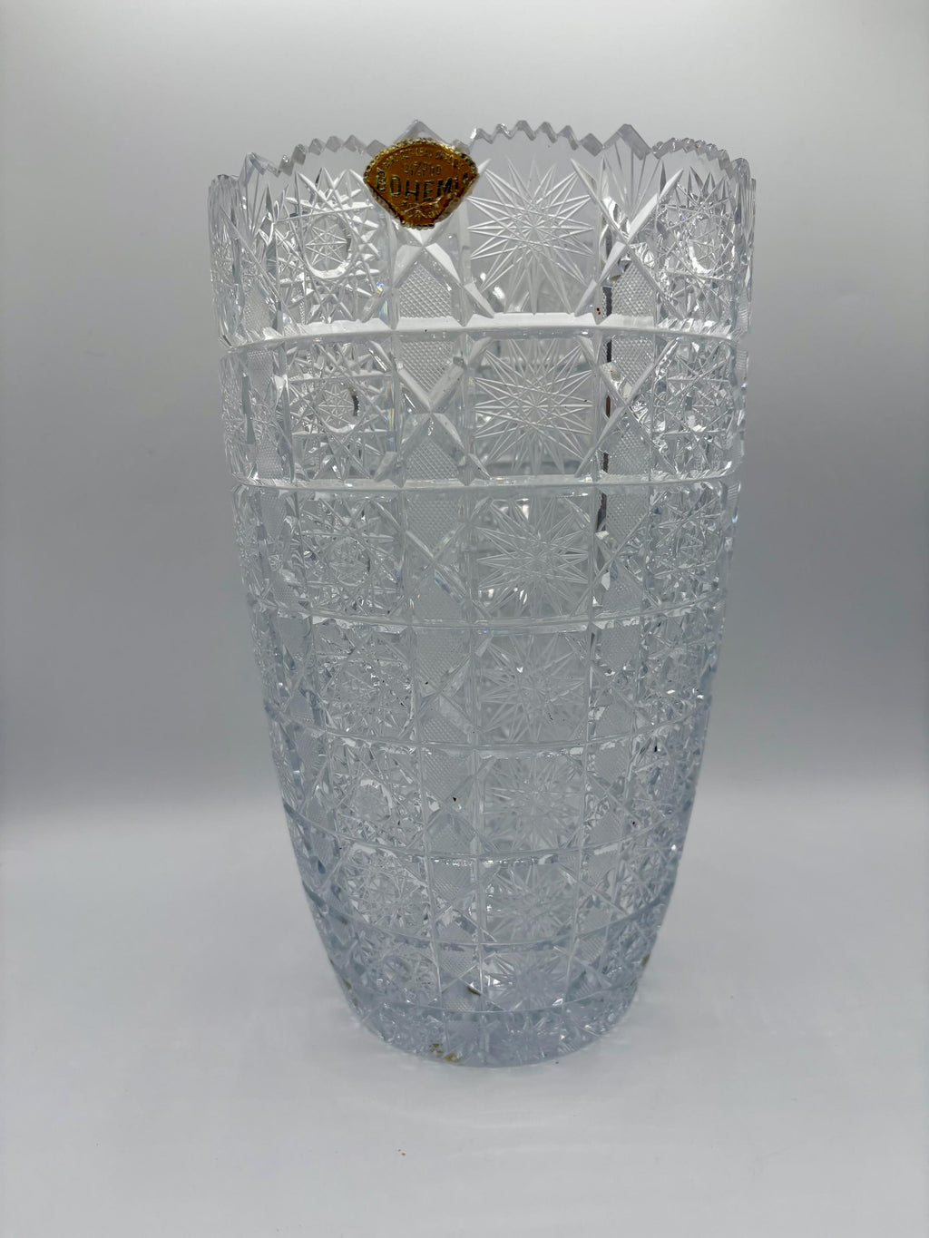 10” Czech Bohemian Brilliant Cut Crystal Vase