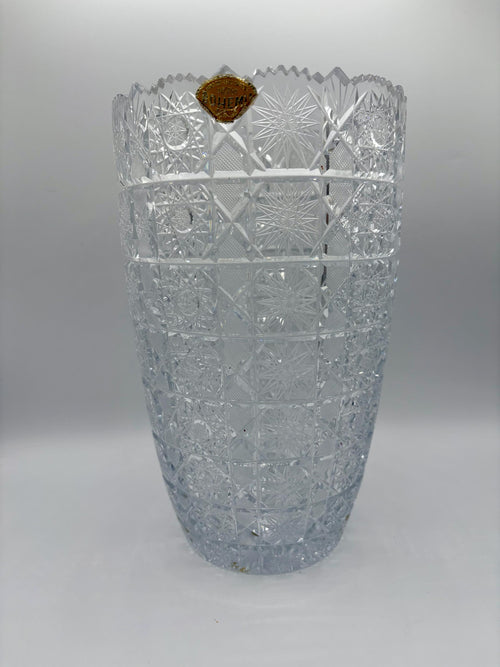 10” Czech Bohemian Brilliant Cut Crystal Vase