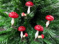 German Glass Red Mushroom Clip Ornament circa 1930s Toadstool Glass ornament