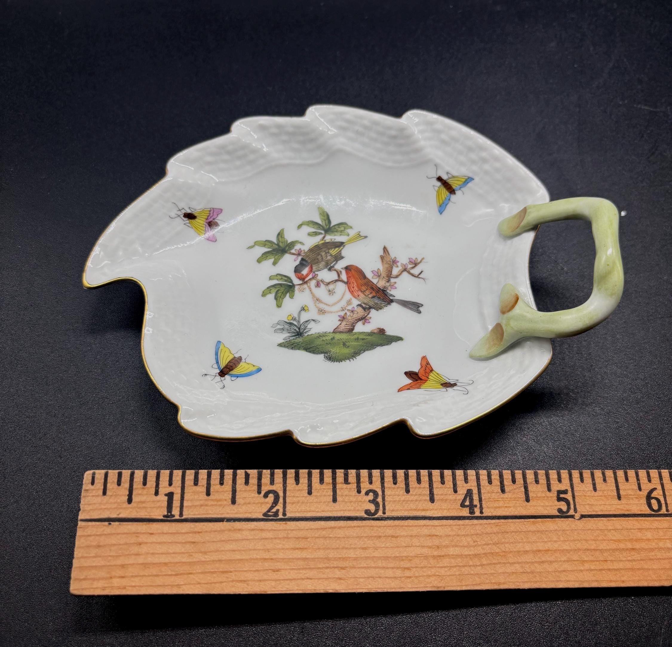 Vintage 1930 Herend Rothschild Bird Leaf Dish