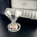 Antique-Style Starburst & Diamond Cut Crystal Coasters – Scalloped Edge Glass Protectors with Original Vintage Case
