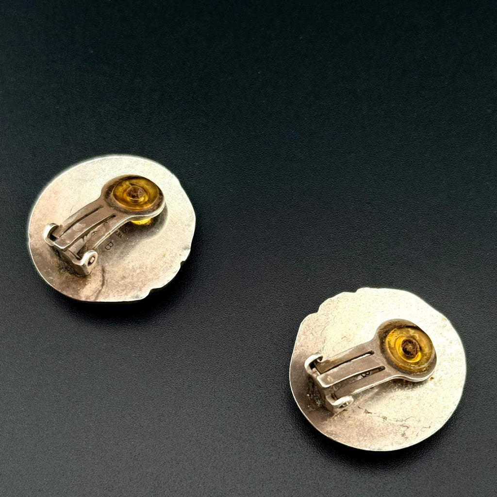 Rare Vintage Georg Jensen Sterling Silver Clip-On Earrings - Mid-Century Modern Danish Design #121
