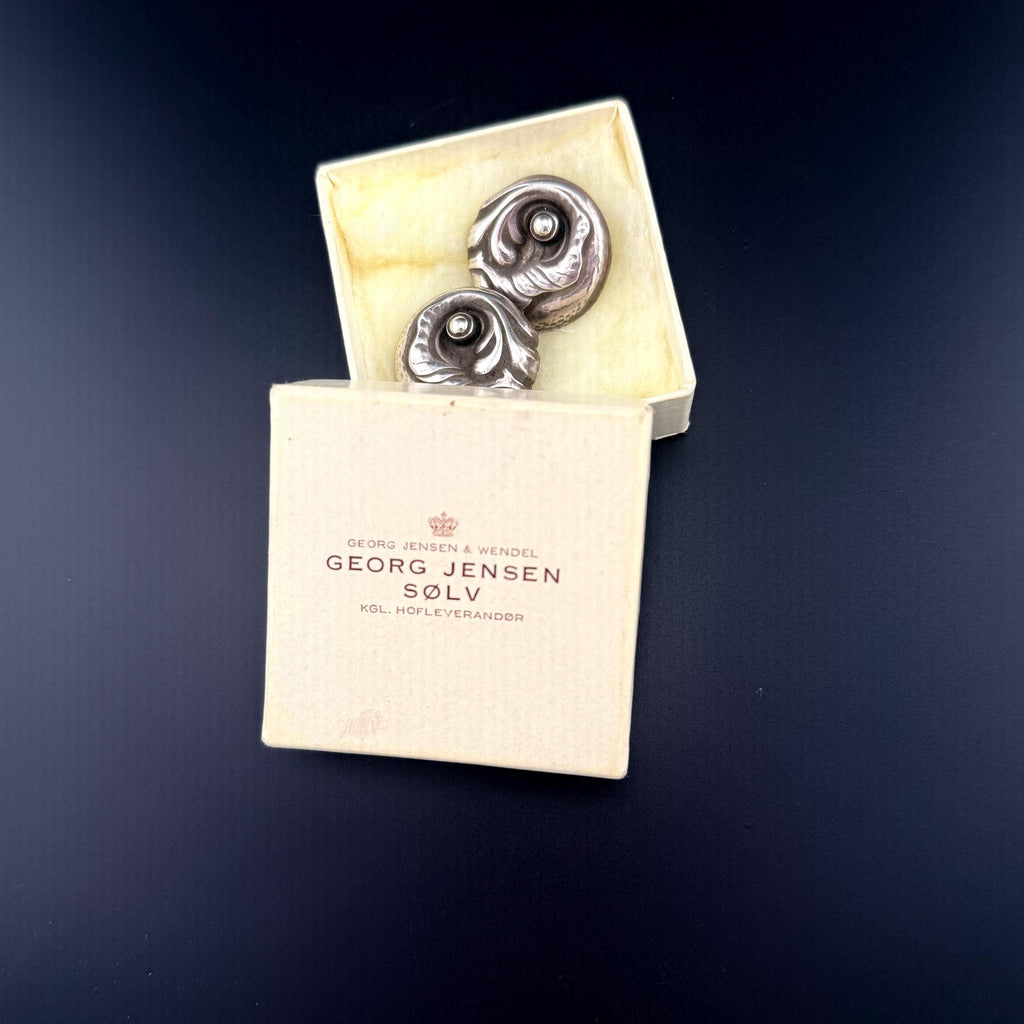 Rare Vintage Georg Jensen Sterling Silver Clip-On Earrings - Mid-Century Modern Danish Design #121