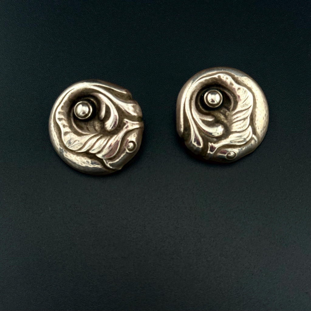 Rare Vintage Georg Jensen Sterling Silver Clip-On Earrings - Mid-Century Modern Danish Design #121