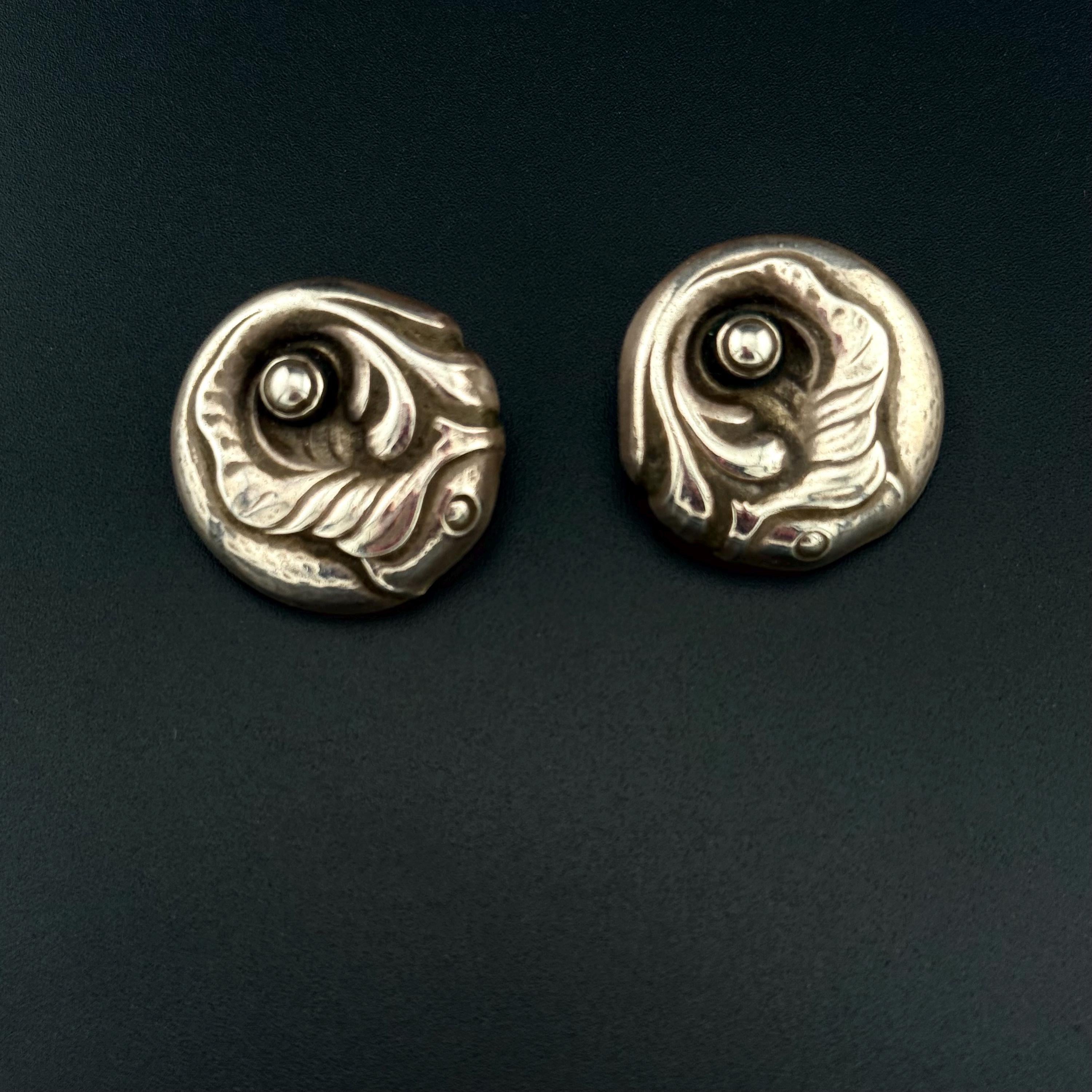 Rare Vintage Georg Jensen Sterling Silver Clip-On Earrings - Mid-Century Modern Danish Design #121
