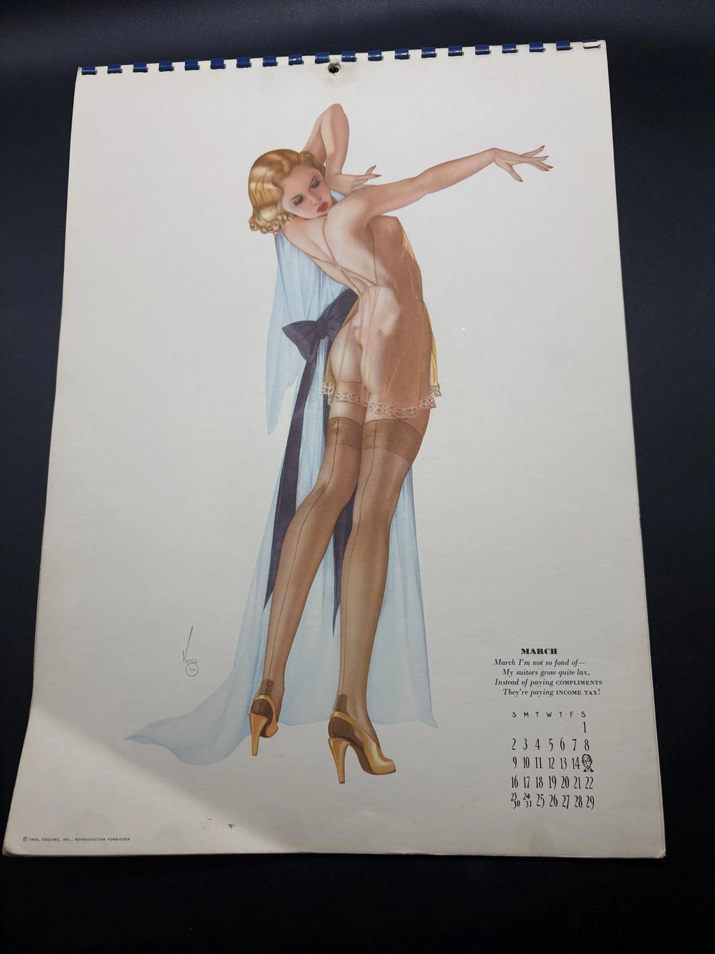 Vintage 1940 Pin-up Esquire Complete Calendar