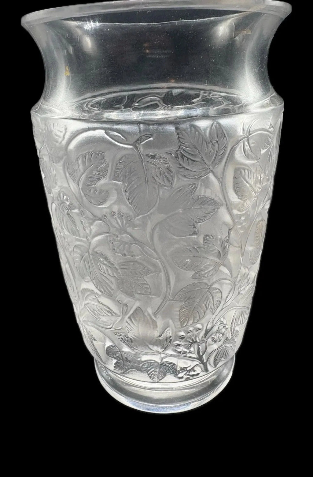 Vintage Art Deco Lalique Deauville Signed Crystal Vase 6”H x 3.75”W