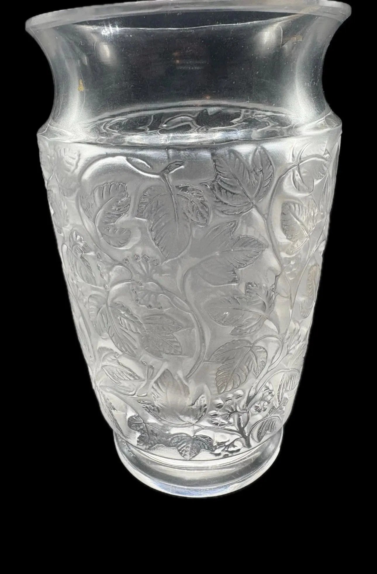 Vintage Art Deco Lalique Deauville Signed Crystal Vase 6”H x 3.75”W