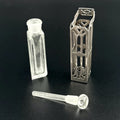 Antique Style Miniature Perfume Flacon | Ornate Silver Metal Filigree Cage with Glass Dauber |  Tiny Potion Bottle for Your Vanity