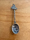 Vintage Dutch Silver Toned Souvenir Spoon - Sailing Ship Finial - Embossed Bowl